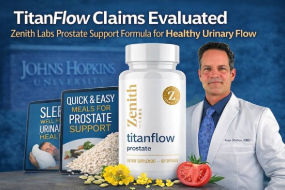 TitanFlow supplement bottle for urinary flow and prostate support for men